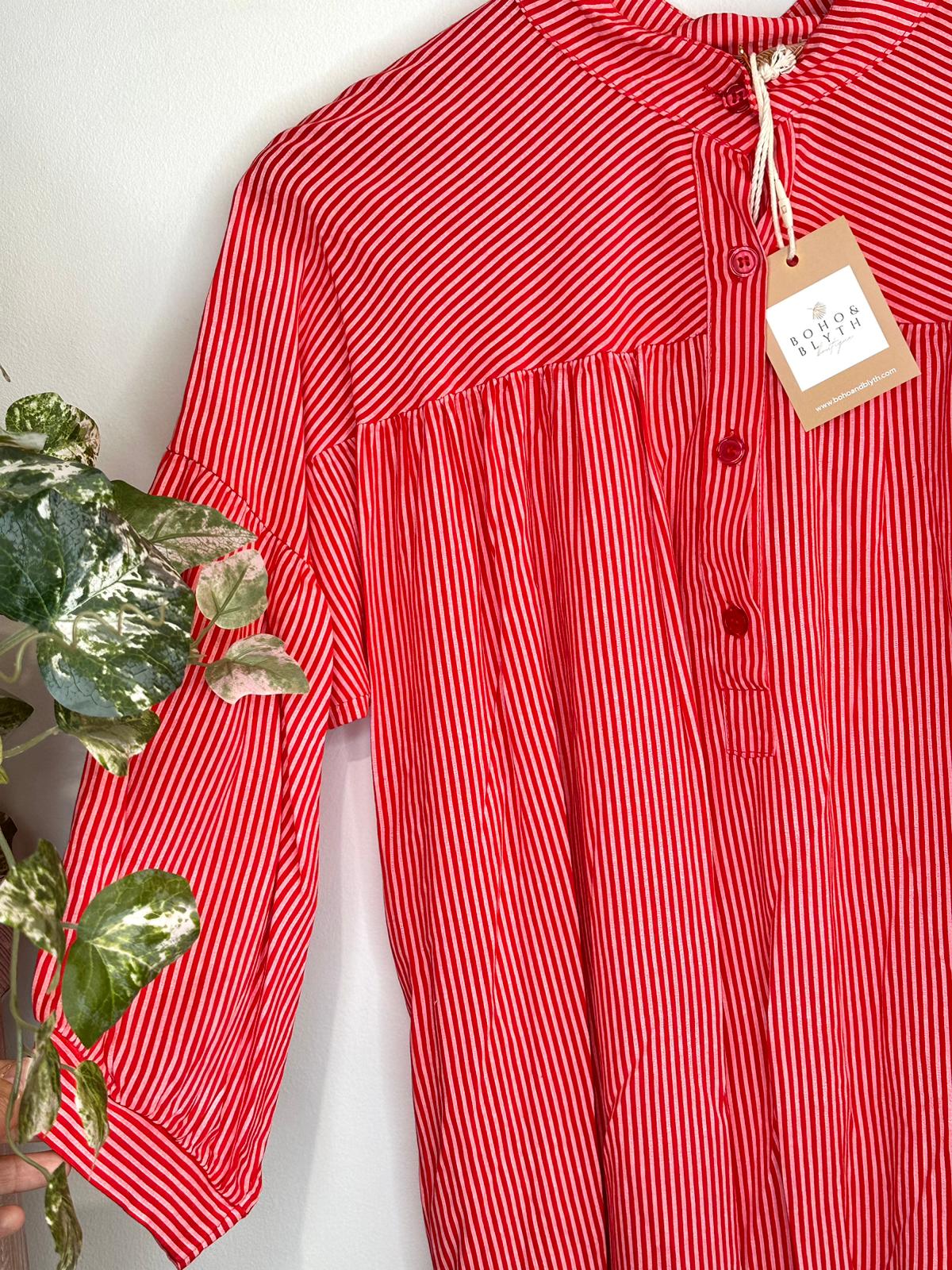 Cherry Red Stripe Shirt