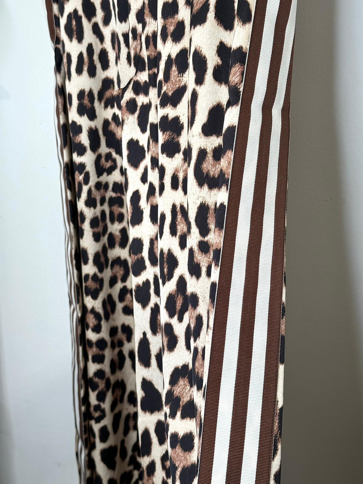 Leopard silky side stripe trousers