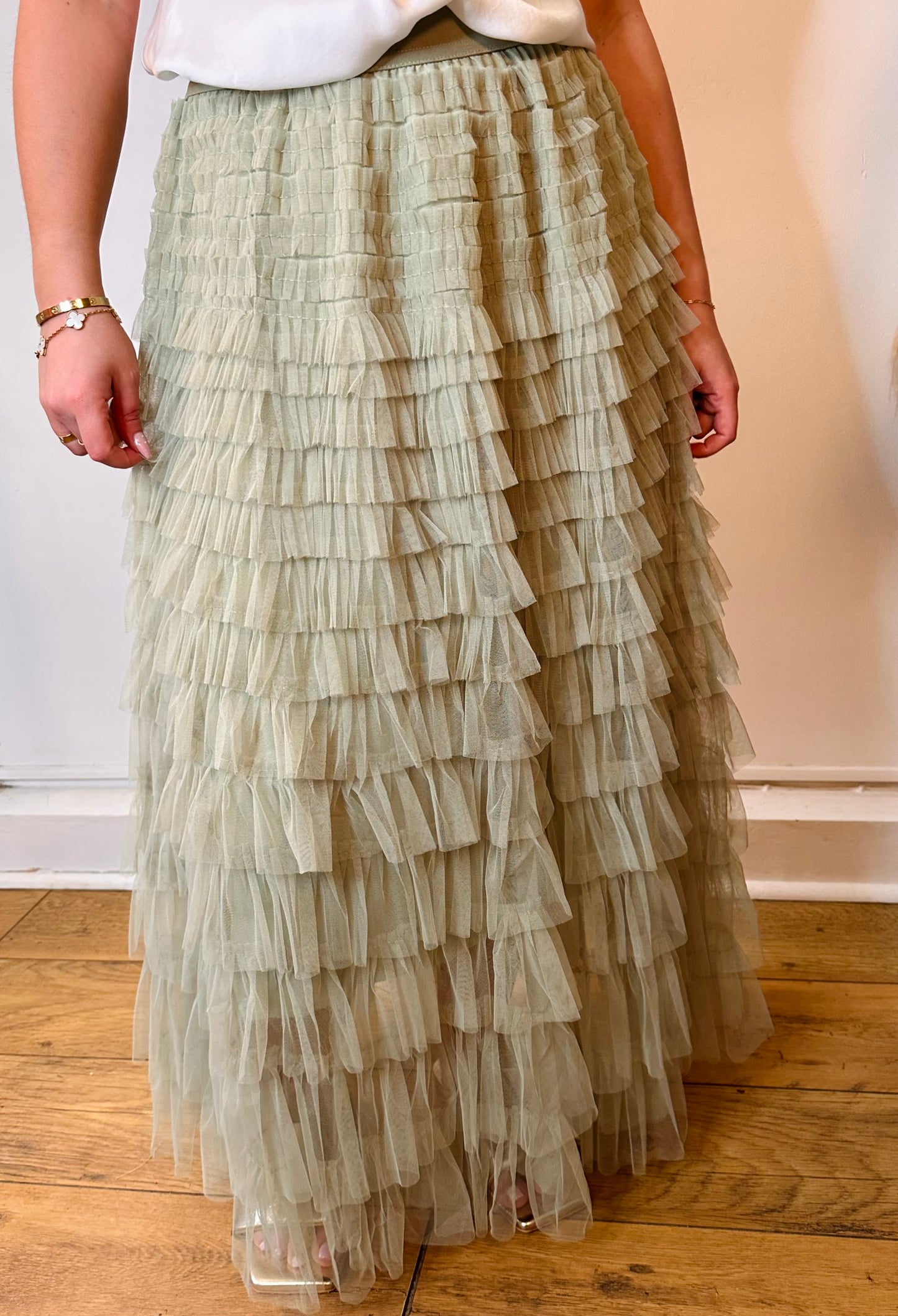 Pretty in Tulle Tiered Sage Green Skirt