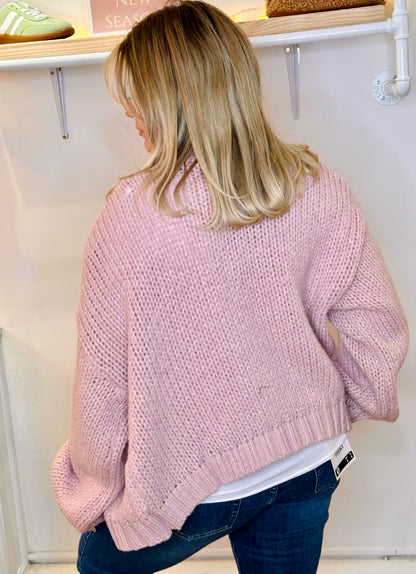 Ditsy Daisy knit cardigan -  soft pink