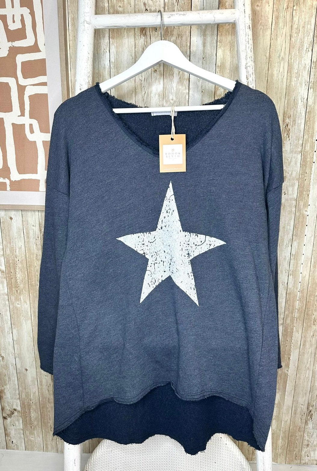 Star Oversized Slouchy Sweatshirt blue