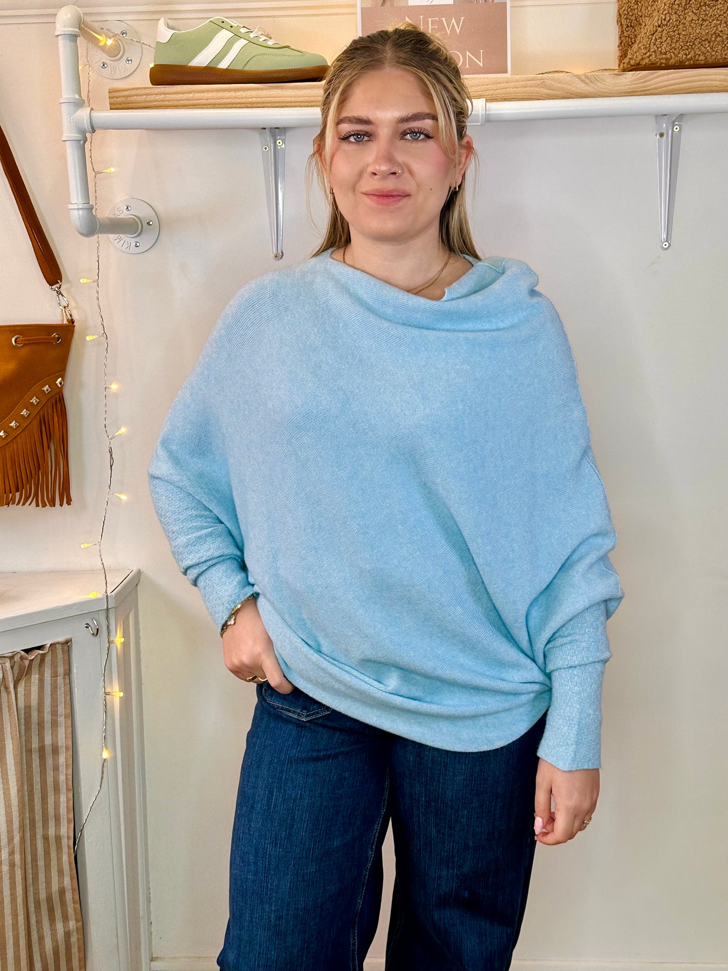 Light blue Super Soft Asymmetric Jumper