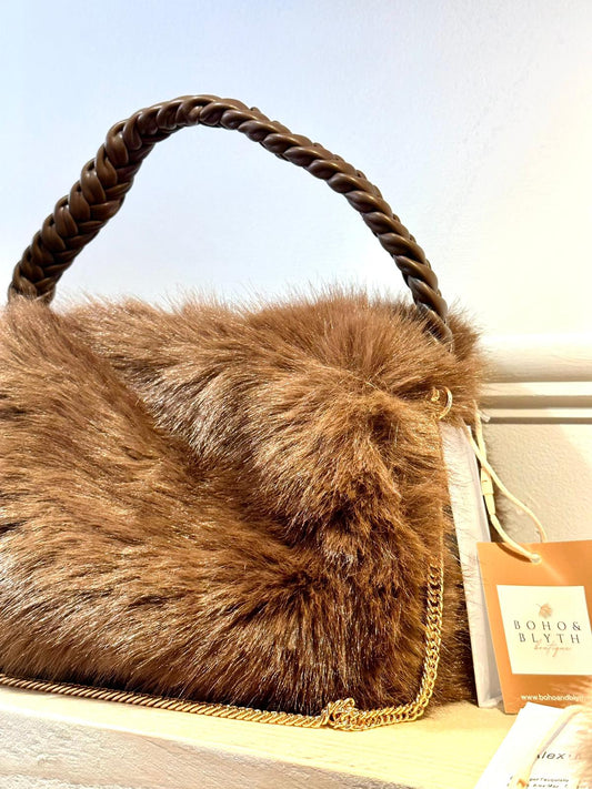 Alex Max milk chocolate luxury fur Ella bag