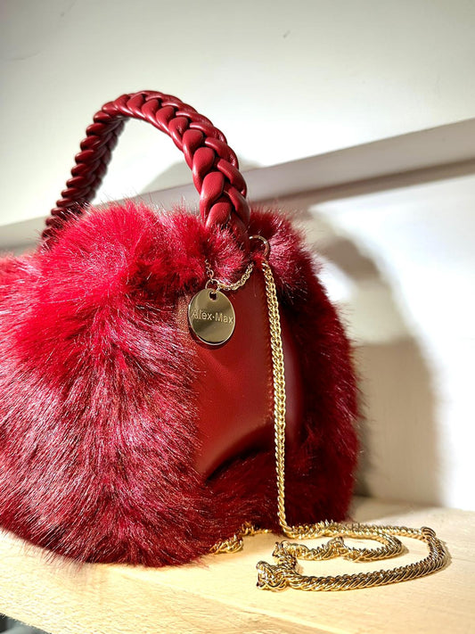 Alex Max Red luxury fur Ella bag