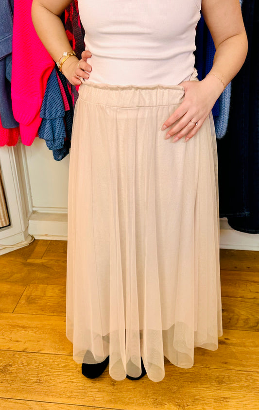 Pretty in Tulle ivory-stone skirt