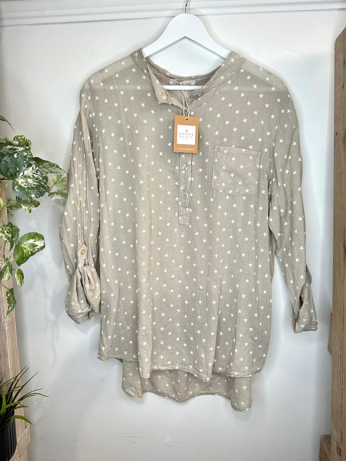 Stars and Style Sheer Blouse Beige