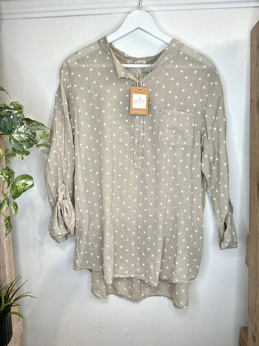 Stars and Style Sheer Blouse Beige