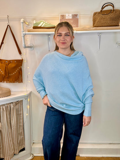 Light blue Super Soft Asymmetric Jumper