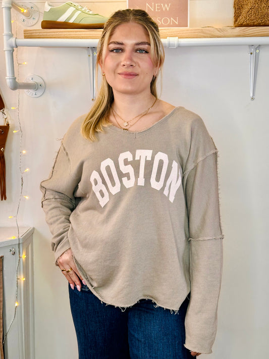 Boston Oversized Slouchy Sweatshirt Taupe