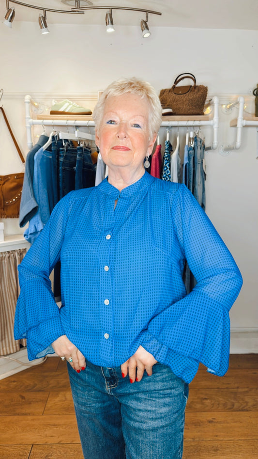 Royal Blue Spanish Sleeve Blouse