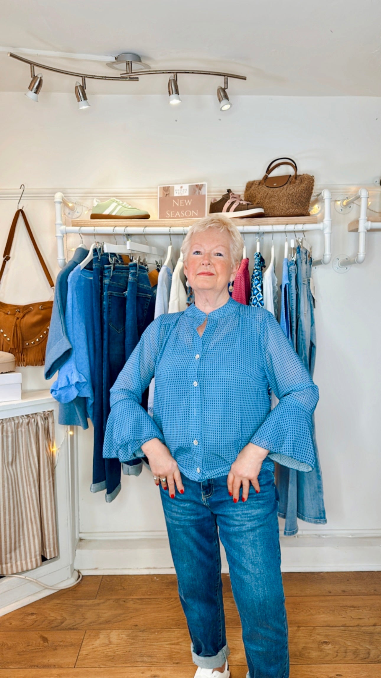 Denim Blue Spanish Sleeve Blouse