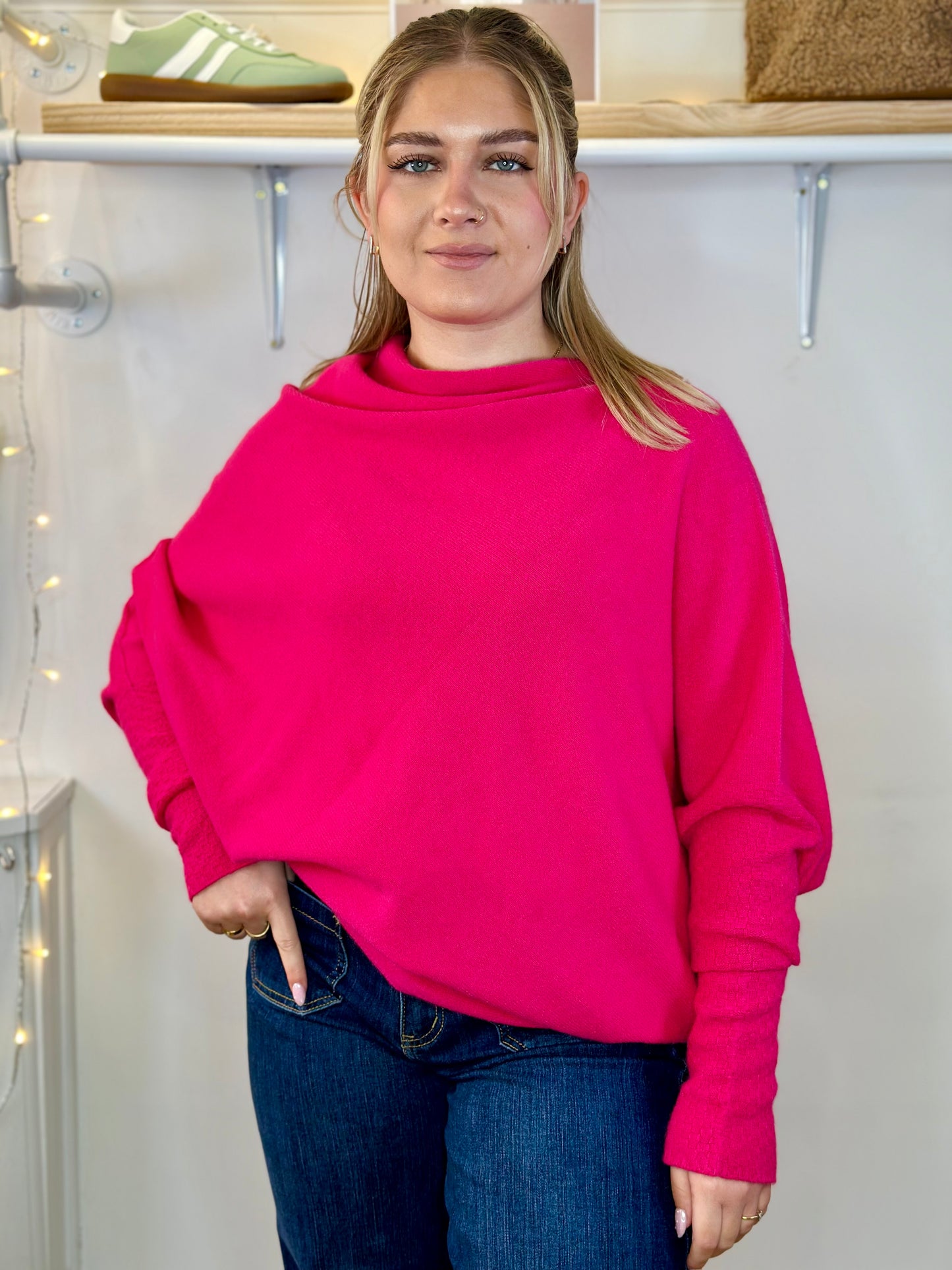 Fuschia Super Soft Asymmetric Jumper