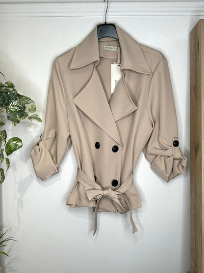 Cropped Trench Mac style blazer with tie belt