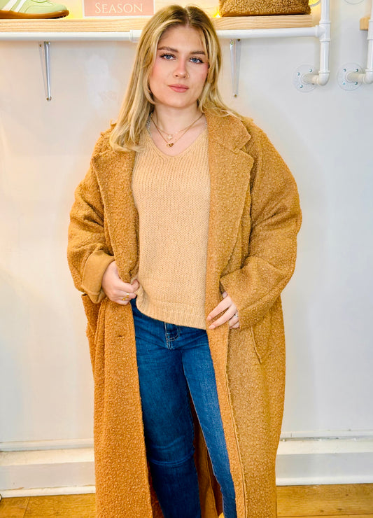 Caramel Full length Teddy Coat