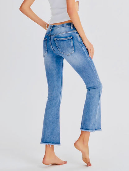 The Laxfield Skinny Flare crop jeans - light wash