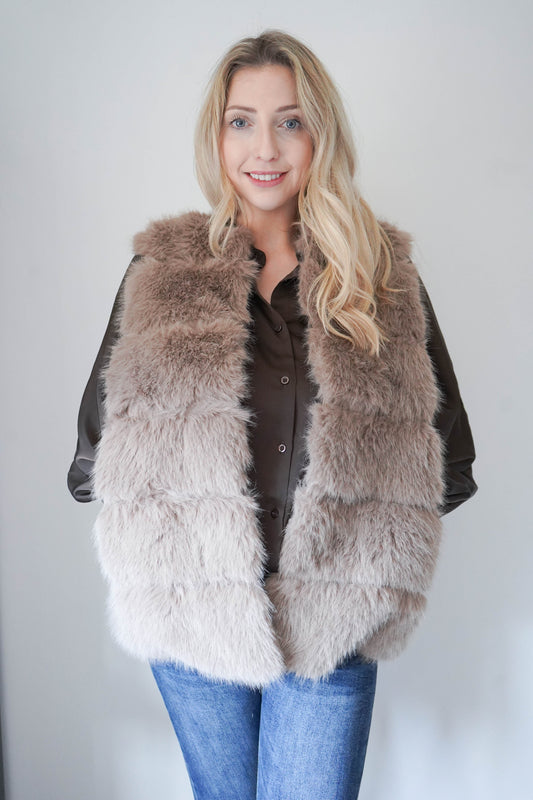 Soft Stone Faux Fur Gilet