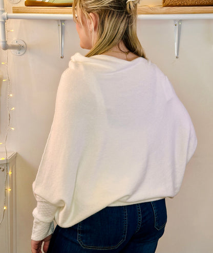 Ivory Super Soft Asymmetric Jumper