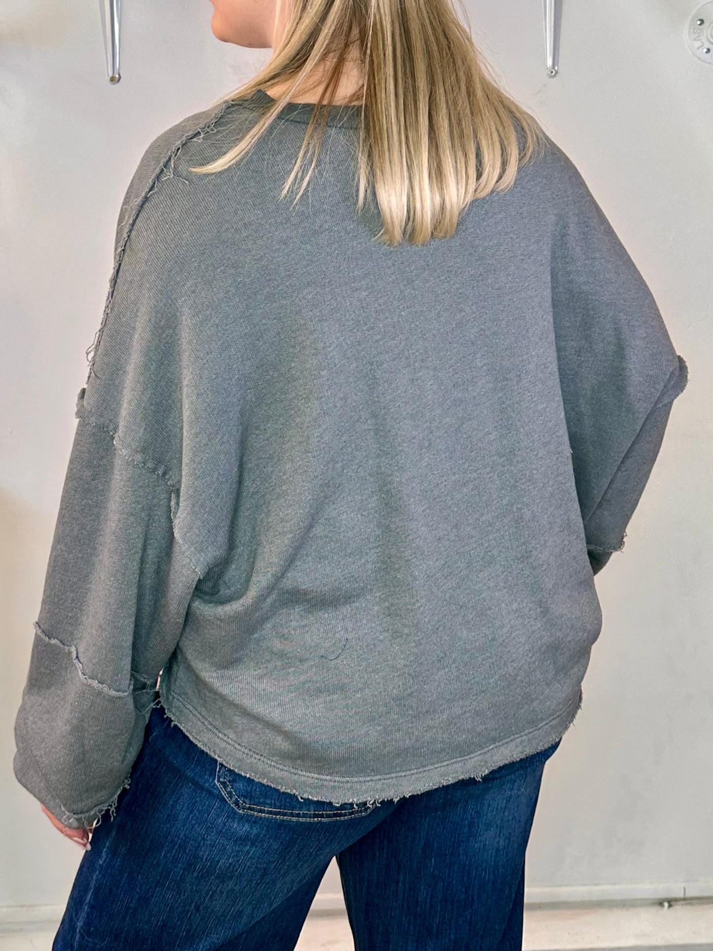 Boston Oversized Slouchy Sweatshirt Grey