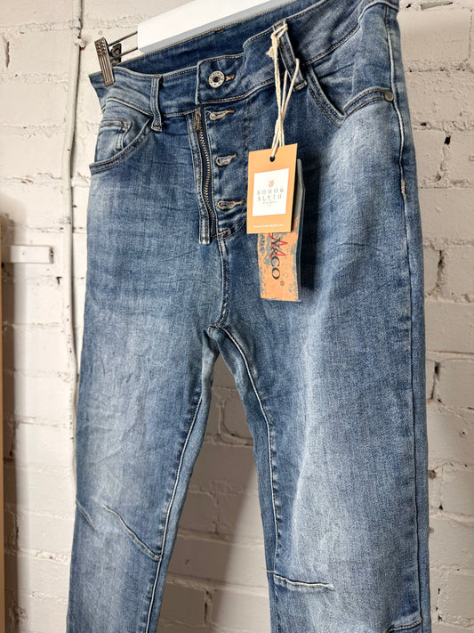 The Walpole four button hole jeans - mid denim