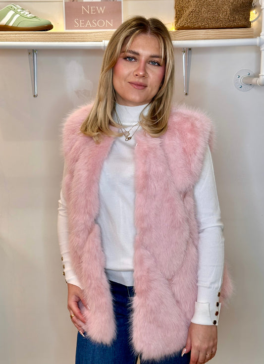 Soft Faux Fur Gilet - baby pink