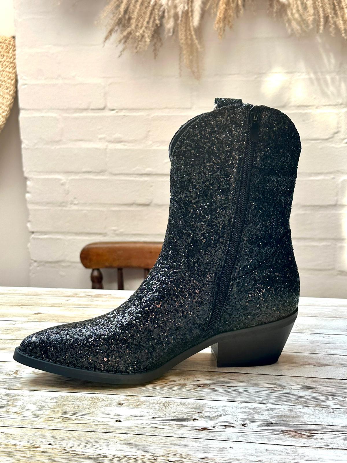 Black Sparkle Cowboy Boot