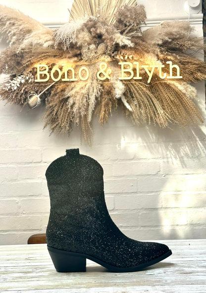 Black Sparkle Cowboy Boot