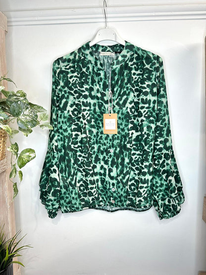 Leopard Sheer Blouse Green