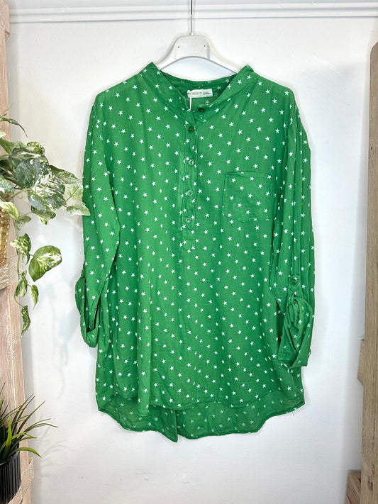 Stars and Style Sheer Blouse Green